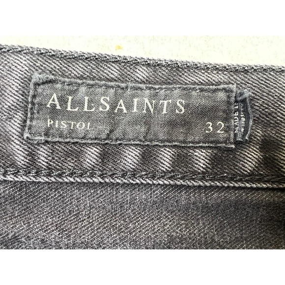 AllSaints Crow Pistol Jeans Mens 32x30 Charcoal Gray Skinny Fit Button Fly Denim - Picture 6 of 12